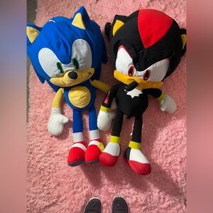 Jumbo Sonic & Shadow Plush Lot 2 Toy Factory SEGA Giant 39” Large Stuffy Rare